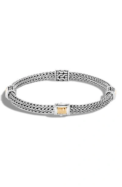 John Hardy Classic Chain 5mm Hammered Station Bracelet, Sterling Silver, 18k Rose In Sterling Silver/rose Gold