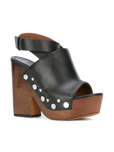 Givenchy Black Leather With Studs Clog Sandals