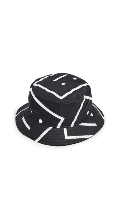 Acne Studios Nylon Bucket Hat Face Print In Black