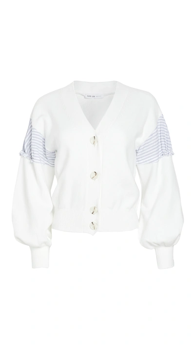 Adeam Ruched Cardigan In White