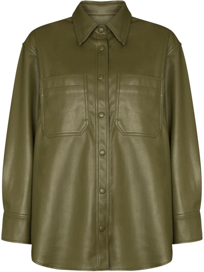 The Frankie Shop Yoyo Vegan Leather Shirt In Green