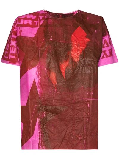 Raf Simons Multi Handpaint Print T-shirt In Pink