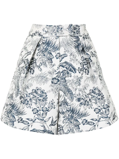 Erdem Floral-print Tailored Shorts In White
