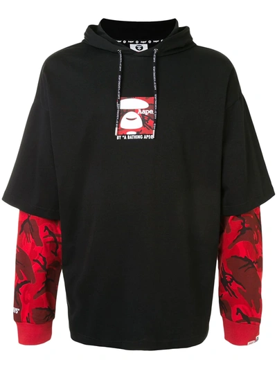 Aape By A Bathing Ape Logo Colour-block Hoodie In Black