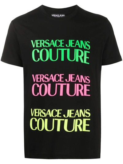 Versace Jeans Couture Logo-print Crew Neck T-shirt In Black