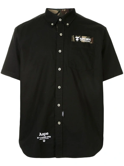 Aape By A Bathing Ape Camo-patch Button Down Shirt In Black