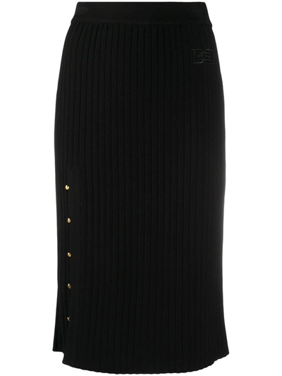 Bally Ribbed Knit Midi Skirt In Black