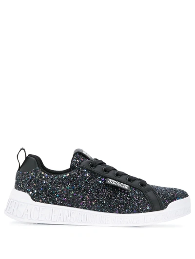 Versace Jeans Couture Glittered Sneakers In Black