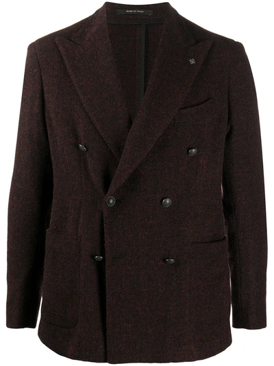 Tagliatore Darrel Knitted Double-breasted Blazer In Red
