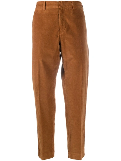 Pt01 Cropped Tapered Leg Trousers In Brown