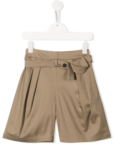 Anja Schwerbrock Kids' Pili Belted Shorts In Neutrals