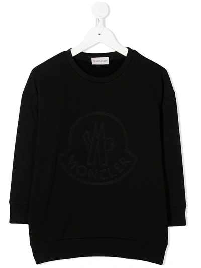 Moncler Kids' Embroidered Logo Jumper Dress In Black