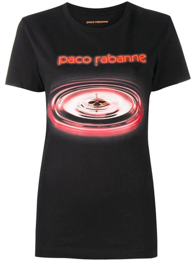 Rabanne Water Drop Logo Print T-shirt In Black