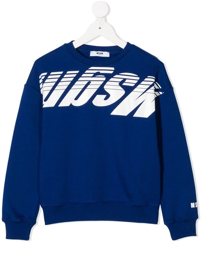Msgm Kids' Upside Down Logo Sweatshirt In Blue
