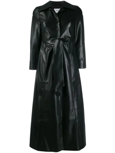 Nanushka Tarot Vegan Leather Tie-front Dress In Black