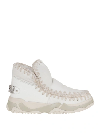 Mou Eskimo Trainer White Ankle Boot In Double-face Sheepskin