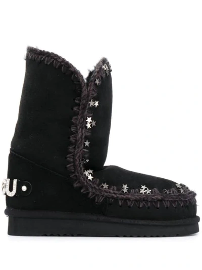 Mou Eskimo 24 Star Studded Booties In Black