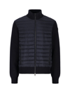 Moncler Quilted Nylon And Wool-blend Knit Cardigan In Blue