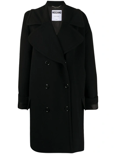 Moschino Double-breasted Coat In Black