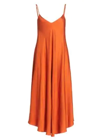 L Agence Lorraine Slip Midi Dress In Rust