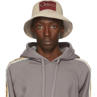 Gucci La Saison Logo Label Drill Bucket Hat In 1400 Lead