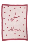 Butterscotch Blankees Polka Dot Personalized Small Stroller Blanket In Pale Pink/ Mulberry