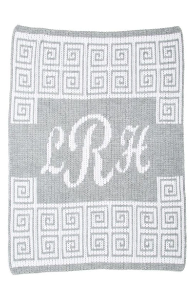 Butterscotch Blankees 'script' Personalized Blanket In Heather Grey/ Off White