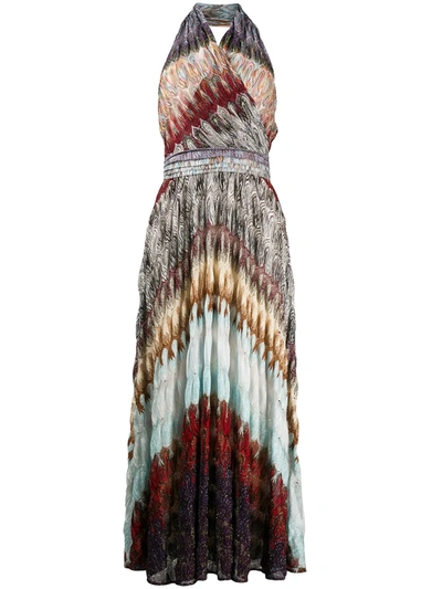 Missoni Halterneck Open-back Knitted Maxi Dress In Multicolour