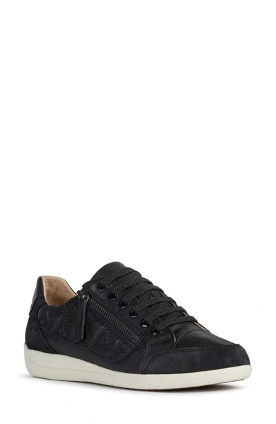 Geox Myria Sneaker In Black Leather
