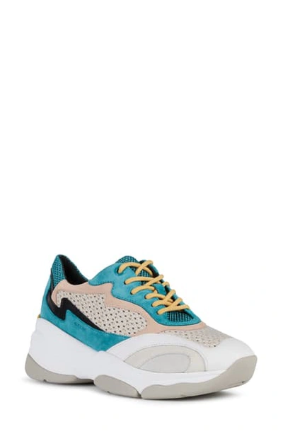 Geox Kirya Sneaker In Turquoise/ Light Grey