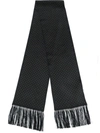 Saint Laurent Ysl Monogram Silk & Wool Scarf In Black