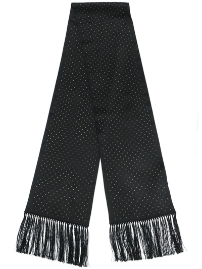Saint Laurent Ysl Monogram Silk & Wool Scarf In Black