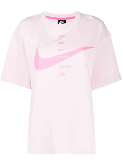 Nike Sportswear Logo Oversize Cotton Graphic Tee In Pink