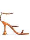 Amina Muaddi Gilda Sunset Rainbow Ankle Strap Sandal In Orange