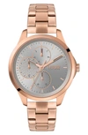 Hugo Fearless Bracelet Watch, 36mm In Carnation Gold / Grey