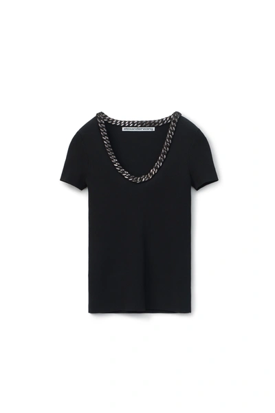 Alexander Wang Trapped Chain Trim Sweater In Black
