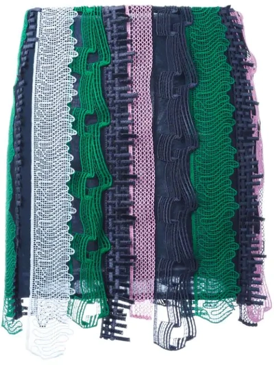 Versace Embroidered Patchwork Mini Skirt In Multicolour