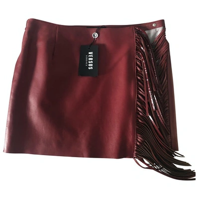 Pre-owned Versus Red Leather Skirt
