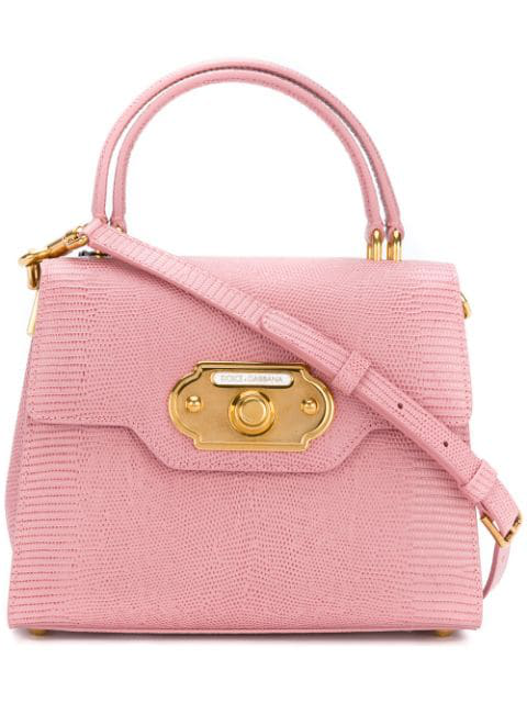 Dolce & Gabbana Welcome Reptile Printed Leather Bag In Pink | ModeSens