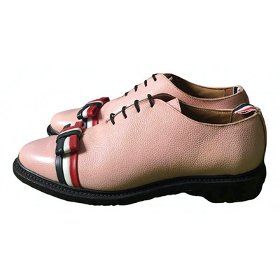 Pre-owned Thom Browne Leather Lace Ups In Pink