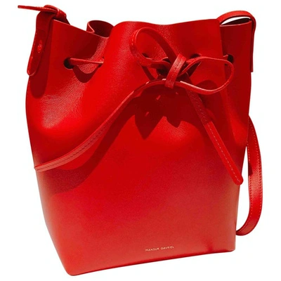 Pre-owned Mansur Gavriel Bucket Leather Handbag In Red