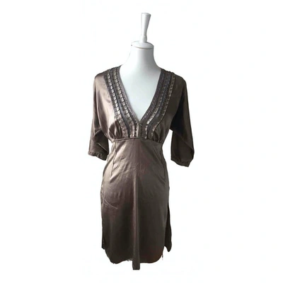 Pre-owned Bruuns Bazaar Silk Mini Dress In Ecru