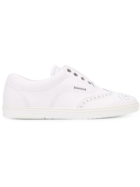 Jimmy Choo Brian White Rubberized Leather Slip On Trainers | ModeSens
