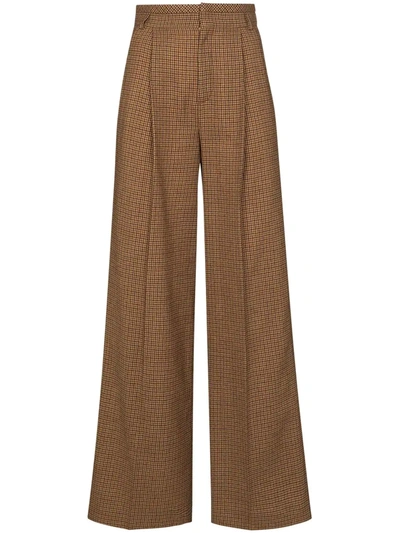 Chloé Brown Houndstooth Flared Trousers