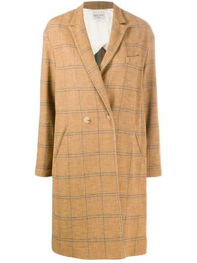 Forte Forte Check-pattern Double-breasted Coat In Brown