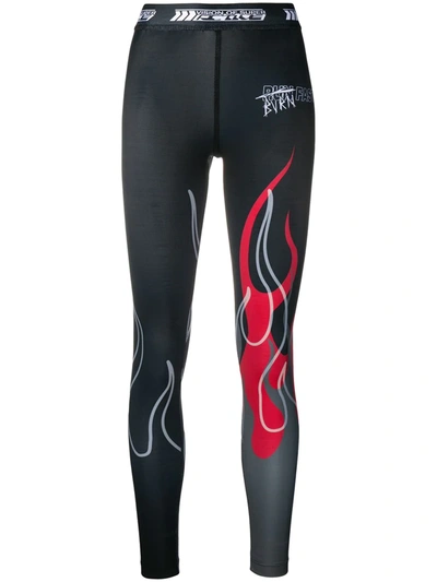 Vision Of Super Flame Print Cropped Performance Leggings In Black