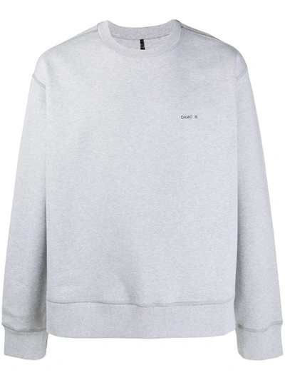 Oamc Logo Print Round Neck Sweatshirt In Grey