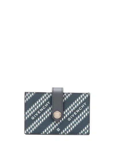 Givenchy Logo Diagonal Stripe Cardholder In Blue