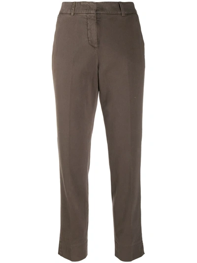 Peserico Cropped Chino Trousers In Brown