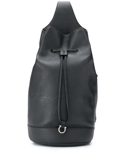 Ferragamo Single-strap Leather Backpack In Black
